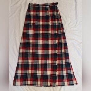 Plaid Maxi Skirt - Red, Blue, White